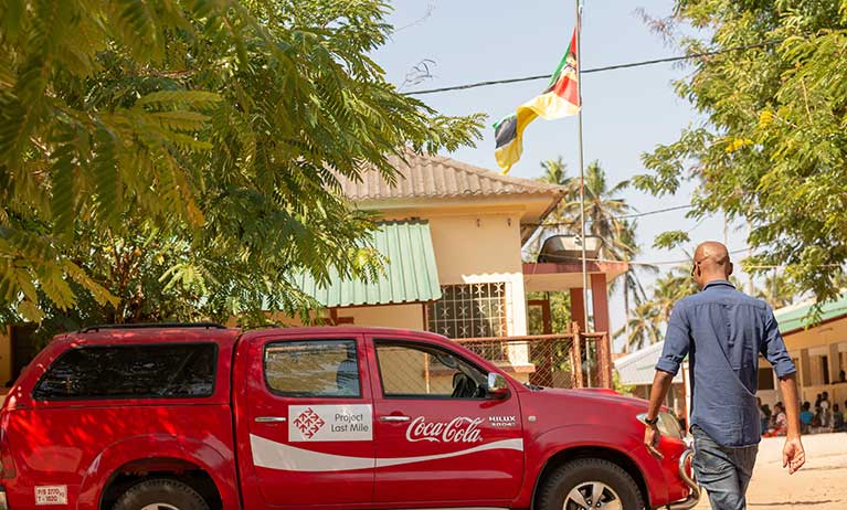 Worker with Coca-Cola truck