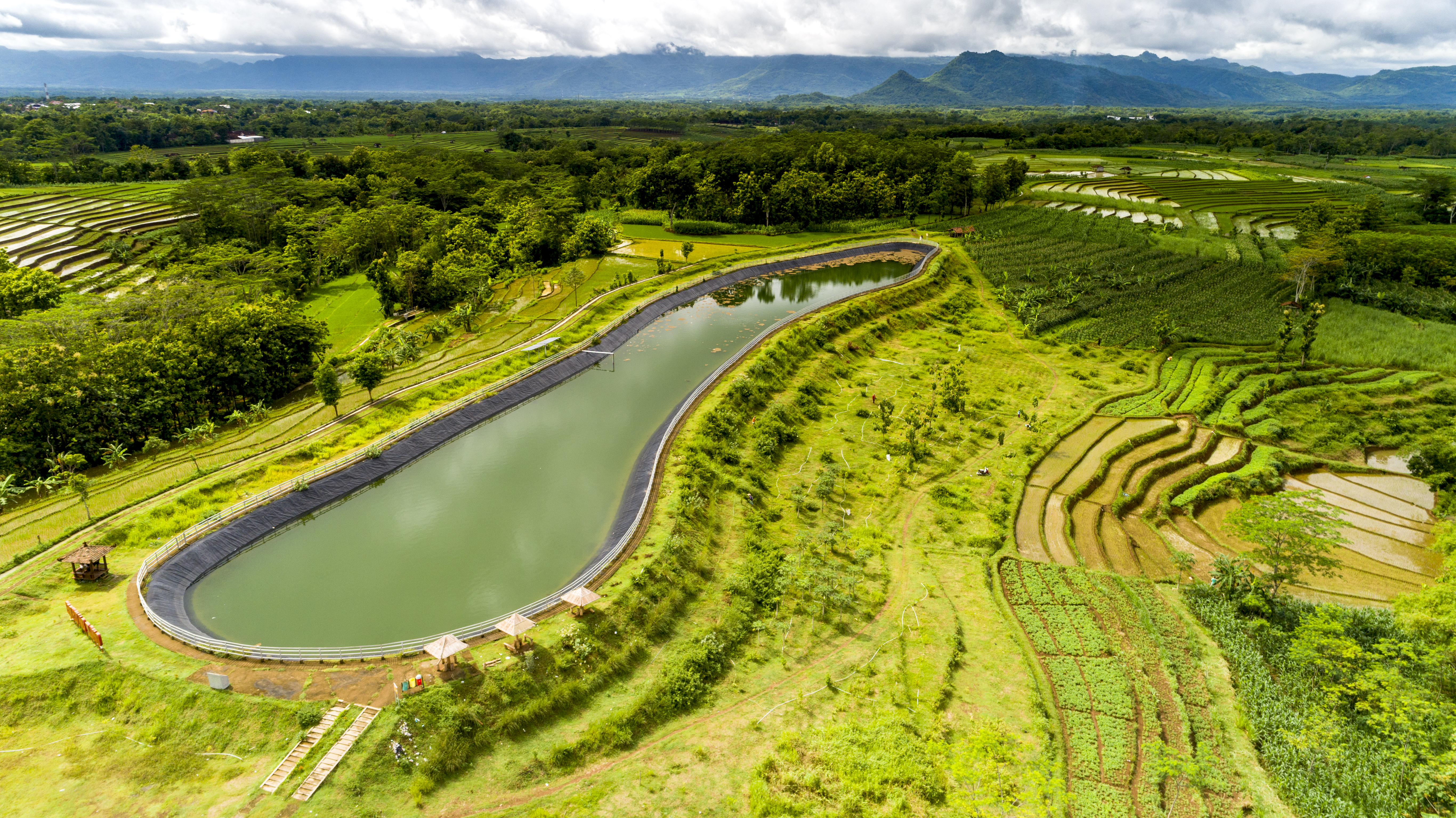 A rainwater catchment pond in Indonesia